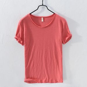 Summer Pure Cotton T-shirt för män o-hals Solid Color Casual Thin T Shirt Basic Tees Plus Size Male Short Sleeve Tops Clothing 240113