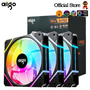 Aigo AM12PRO Rgb Ventola Ventoinha PC 120mm Kit case del computer Dispositivo di raffreddamento dell'acqua 4pin PWM CPU Raffreddamento 3pin5v argb 12cm Ventilador 240113