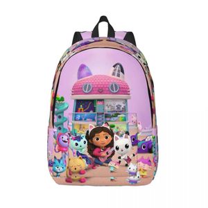 Sacchetti personalizzati sirened gabbys bambola zaino canvas uomini donne book book book per la scuola cartoon gatti borse