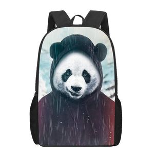 Väskor street mode cool panda tryckt kvinnliga män ryggsäckar barn axel väska skolväskor tonåring flickor pojkar avslappnade ryggsäckar