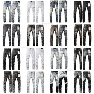 Designer mens lila denim byxor jeans jean män byxor rak design retro streetwear lila byxa