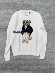 American RL Horse Riding Bear Embroidery Men Sweater Fashion Casual Loose Knit Couple Street Vintage Pullover Streetwear Unisex T230806