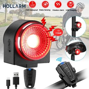 Lights Hollarm A8Pro Bicycle Alarm IPX65 Waterproof Bicycle Rear Light Brake Sensing Bicycle Lamp Anti Theft Alarm Bike Taillight Horn