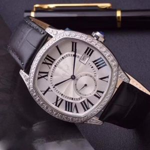 Mężczyźni i kobiety Square Automatyczny zegarek mechaniczny 42 mm skórzany pasek Diamond Watch Sapphire Waterproof Men Casual Classic Watch Montre de Luxe zegarek