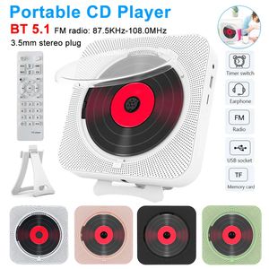 Portable CD Music Player With Bracket Wall Mounted Bluetooth 5.1 Music Player FM Radio Stereo Speaker CD Players For Student Men 240113