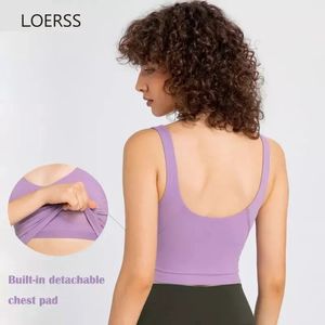 Loerss women passion uback Yoga Bras Buttery Soft Workout Gym Racerback Crop Tank Sports Seveless Shird女性アスレチックトップ240113