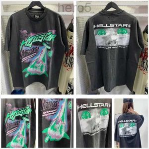 HellStar Shirt Designer T Shirt T Shirts Teks Tee Ubrania Ubrania Hipster Vintage Myted Fabric Street Graffiti Styl pęknięcia geometryczny wzór hi xaii