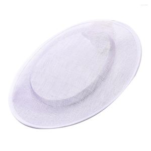 Berets feminino base cocktail chapéu fascinator redondo millinery diy artesanato acessório fundo de fio (branco)