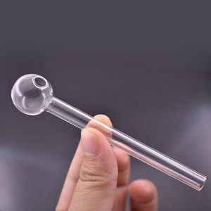 Grande estoque nos EUA 10 cm 4 polegadas Tubo de queimador de óleo de vidro Mini Tubos de fumo de pirex grosso Tubo de palha de teste transparente Queimadores para acessórios de bongos de água Ferramentas para fumantes Preço mais barato