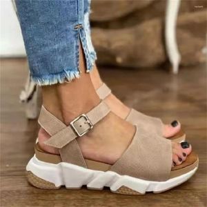 Sandalen Ins Vintage Casual Damen Plattform Keile Heels Knöchelriemen Frau Schuhe 2024 Sommer Strand Schuhe Römische Sandale