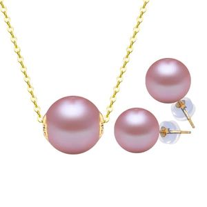 Necklaces Nymph Pearl Jewelry Set Gold Natural Freshwater Necklace Pendant Earrings Au750 Round Anniversary Gift for Women T418