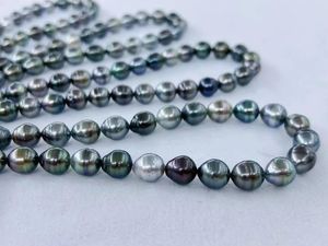 Halsband klassiska 910 mm svart pärla lång halsband för kvinnor ris runda tahitiska pärlor fina sterling sier fest smycken gåvor