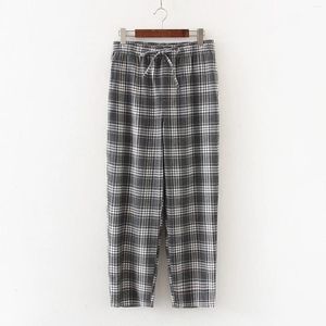 Mäns sömnkläder koreanska svarta rutiga pyjamasbyxor herr y2k vintage överdimensionerade breda ben rutiga byxor harajuku rak jogging