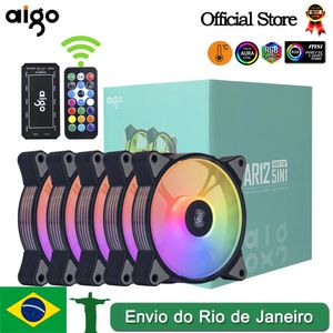 Aigo AR12 120mm PC Case del computer Ventola RGB Dissipatore di calore aura sincronizzazione porta sata 12 cm Dispositivo di raffreddamento argb Controller silenzioso ventola di raffreddamento ventilador 240113