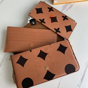 24 Luxurys designers Brazza plånböcker för kvinnliga väskor plånböcker grå läder med svart tryckväska dukbeläggning damer resor plånbok myntväska 21 cm med originallåda
