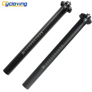 Tam 3K Karbon Bisiklet Seatpost Fiber Süper Işığı MTB Yol Bisiklet Koltuğu Post Parçaları 272308316 X 350400 MM 240113