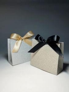 Блестящая коробка для конфет, бумажные коробки для упаковки рождественских подарков с лентой для свадебных сувениров и украшений для дня рождения 240113