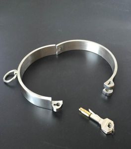 Solid 304 Stainless Steel Lockable Neck Collar Bdsm Bondage Restraints Choking Ring Slave Fetish SM Games Sex Toys For Women Man Y2097243