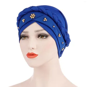 Boinas Islámica Musulmana Turbante Hijab Beanie Sombreros Bonnet Beads Braid Wrap Stretch Hat Chemo Caps Head Cover Gorras Hombre