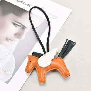 H family pony sheepskin filled cotton bag accessory cute doll genuine leather car key pendant