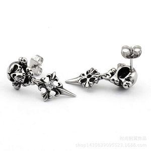 Brincos de designer de marca de luxo para mulheres CH Chromes Cross Jewerlry Titanium Steel Skull Heart Ear Ring Girl Eardrop EarStud Valentine Gift frete grátis LG5E