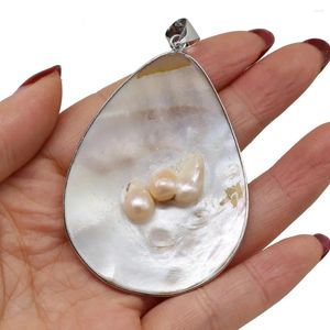 Pendant Necklaces Natural Shell Oval Shape White Mother Of Pearl With Pearls Exquisite Charms For Jewelry Making DIY Necklace Accessories