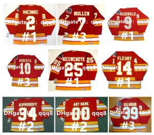 Camisa de hóquei vintage CCM AL MacINNIS MIIKKA KIPRUSOFF JOE MULLEN LANNY McDONALD HAKAN LOOB JAROME IGINLA THEOREN FLEURY THEOREN FLEURY JOEL