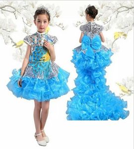 Children dress Piano Costume Detachable tail Flower Girl Costume Long and short type Chinese improved peacock Costume kid2882491767