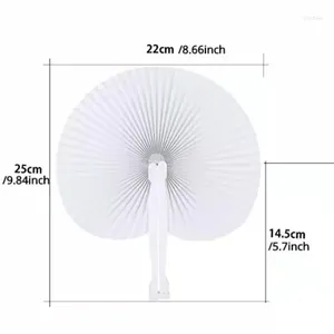 Dekorativa figurer 12st White Heart Form Folding Fan Blank Festival Hand Fans Party Gift Diy målning Birthday Wedding Decoration