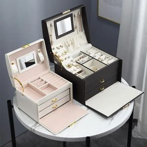 Necklaces High Capacity Jewelry Box Organizer for Women Multilayer Necklaces Earrings Display Rings Bracelets Jewelry Storage Box Casket