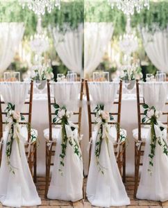 besat Quality White Chiffon Chair Sashes Fast Party Chare Gauze Back Sash Chair Decoration Covers Party Wedding Suppies4426713