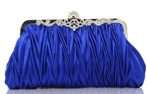 Sälj New Style Bridal Hand Bags Diamond Fold Satin Clutch Bag Makeup Bag Wedding Evening Bag Shuoshuo65884365053