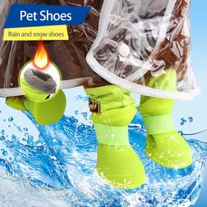 Warm Waterproof Pet Rain Shoes Small Medium Dog Winter Puppy Snow Boots Fleece Soft Silicon Adjustable AntiSlip 240113