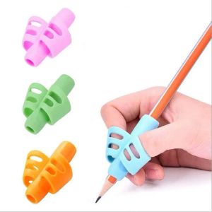 Partihandel Färgglada penngrepp Penhållare Silikon Baby Learning Writing Tool Correction Device Learning Partner Studery Pencil Grip