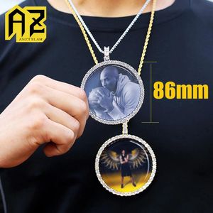 Colares az grandes redondos fotos personalizadas pingentes colar para mulheres homens hip hop goth jóias personalizadas com corrente longa frete grátis