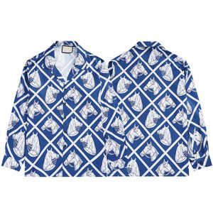 Camicia a maniche lunghe con testa stampata nuova da uomo di design Camicia casual da uomo stampata casual e camicia di seta sciolta da donnaM-XXXL