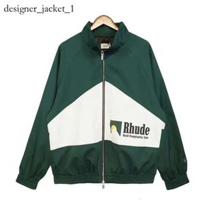 Designerkläder Casual Coats Rhude High Street Trend Brand Brodered Leather Sleeve Panel Baseball Jacket Streetwear Sports Windbreaker 5329