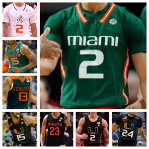 Benutzerdefiniertes Miami Hurricanes Basketball-Trikot, NCAA-Trikot mit Nähten, beliebiger Name, Nummer, Männer, Frauen, Jugend, bestickt, 3 Christian Watson, 13 Jakai Robinson, 24 Nijel Pack