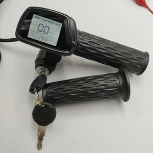 Lichter Drehdrossel mit Spannungsanzeige Tachometersperre LCD-ANZEIGE+Blinklicht Elektrofahrrad Roller Dreirad MTB TEILE Griffe