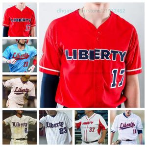 Custom Liberty Flames Baseball jersey all stitched Mens Women jerseys 3 Three Hillier 4 Brylan Green 5 Cam Foster 6 Trey Carter 8 John Simmons 16 Brayden Horton