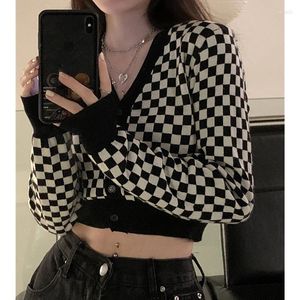 Frauen Strick Schwarz Strickjacken Lange Hülse Lose Gestrickte Pullover Frau Winter 2024 Harajuku Gothic High Street Y2K Pullover Mantel