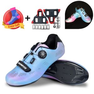 Calçados Darevie Road Cycling Shoes Pérola Colorida Camaleão Sapatos de Ciclismo Luz Reflexiva Sapatos de Ciclismo Racing Bike Shoes Look Spdsl