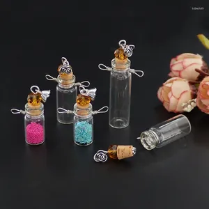 Anhänger Halsketten 6PCS Mini Glas Kork Flaschen DIY Anhänger Stopper Lagerung Fläschchen Leere Probe Gläser Wunsch Flasche Schmuck Finden