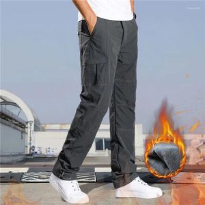 Pantaloni da uomo utensili in pile spesso impermeabile cargo uomo donna pantaloni invernali multitasche larghi dritti