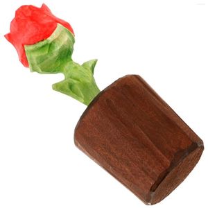 Decorative Flowers Wooden Rose Flower Wedding Anniversary Hand Carved Wood Ornament Valentine's Day Gift