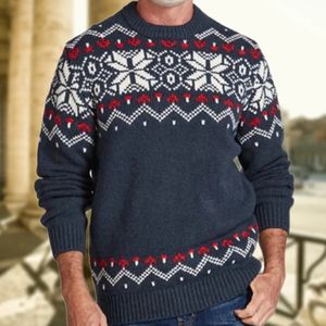 Autunno Inverno Uomo Maglione Jacquard Moda Retro Maglia Oneck Pullover Manica lunga Maglieria casual per uomo 240113