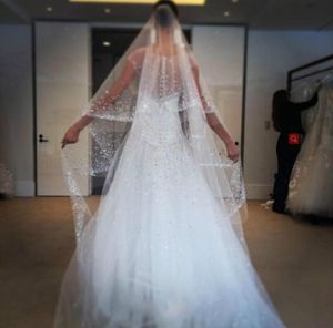 Bling sparkle Wedding Veils Rhinestone Beads 2T 3M White Ivory Wedding Veil Cathedral Length Custom Made Bridal Veil1568970