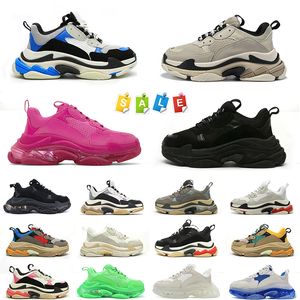 Triple s Pink Casual Designer Shoes Luxury Women Mens Platform Sports Trainers black white gery red blue royal neon green beige women mens tennis clear sole Sneakers