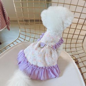 Dog Apparel Harness Dress Luxury Pet Lolita Maid Clothes Fashion Cotton Maltese Costume Puppy Chihuahua Floral Outfits Poodle