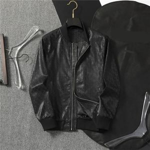 Nova primavera jaqueta de couro designer jaqueta masculina juventude gola de beisebol primavera e outono casual jaqueta de couro preto